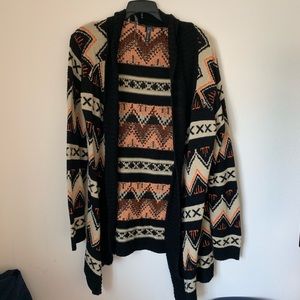 Full Tilt Sweaters - Full Tilt Aztec Pattern Sweater/Cardigan Full Tilt Sweaters - Full Tilt Aztec Pattern Sweater/Cardigan